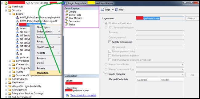 Login Properties Page